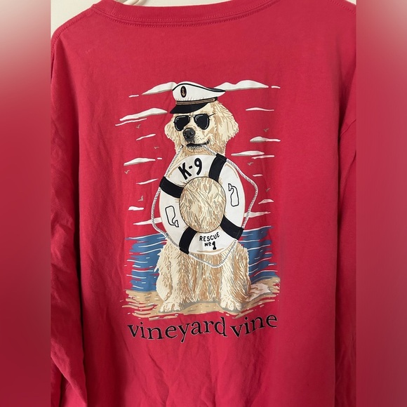 Coral Vineyard Vines Rescue Pup Long Sleeve Size 3XB - Picture 8 of 8